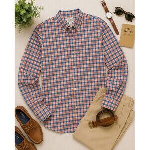 L.L.Bean Plaid Shirt Mens XXL Traditional Fit Blue Red Cotton Button Down